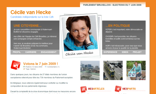 Le site de la candidate Cécile van Hecke